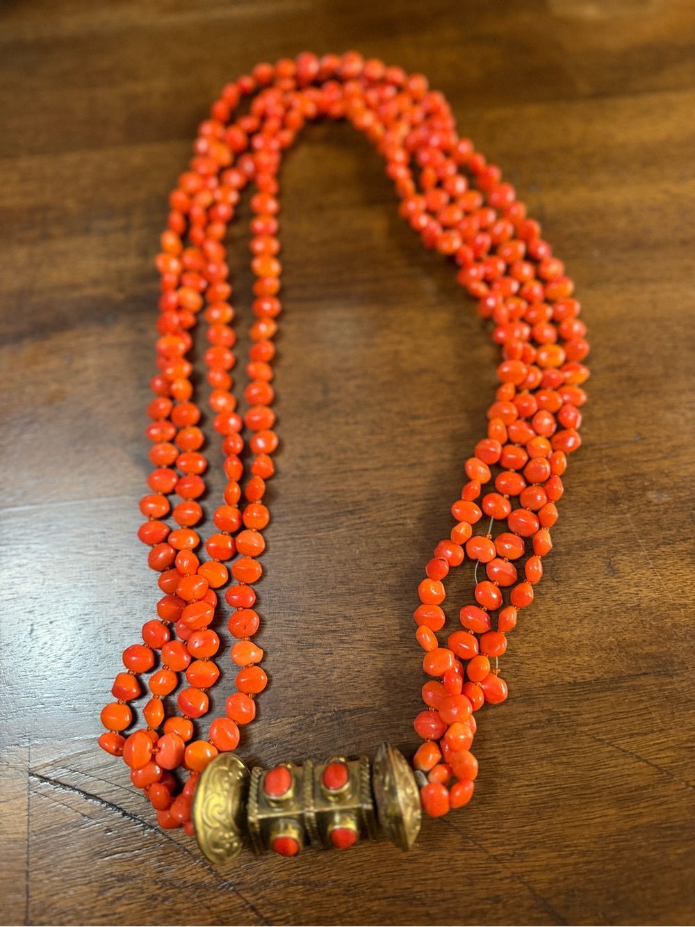 antique vintage coral beaded necklace